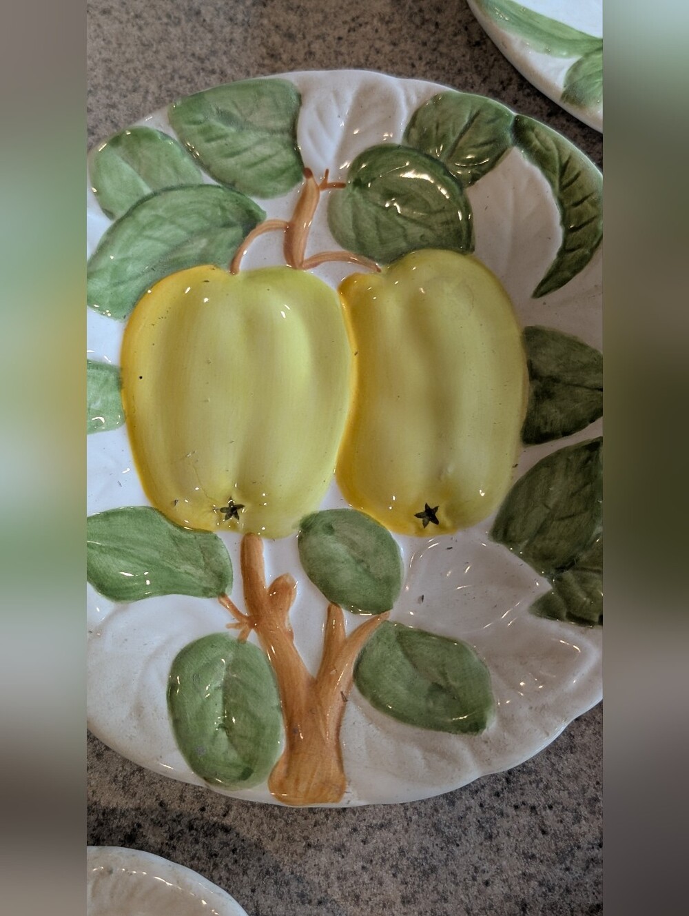 Erik Van Horn Fruit du Jour Plates Set of 5 Shafford Majolica 1987 Vintage - Picture 5 of 7